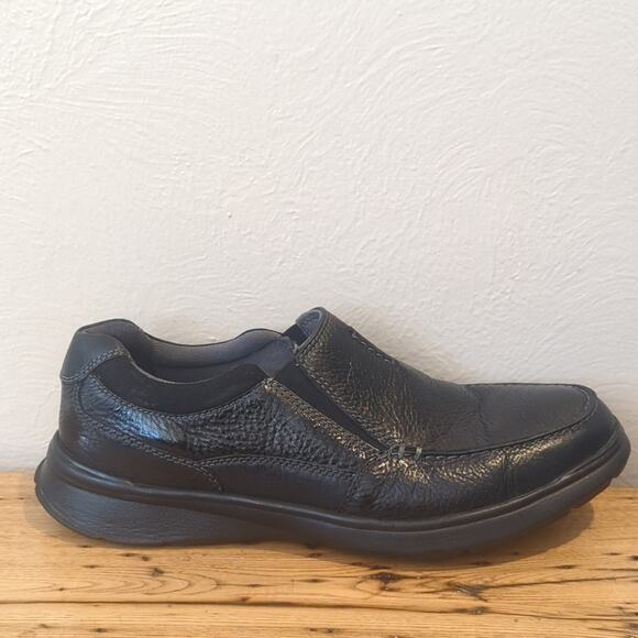 Clarks Collection Cotrell Free Black Oily Leather Pebbled Grain Loafer Men's 11M - Picture 3 of 13